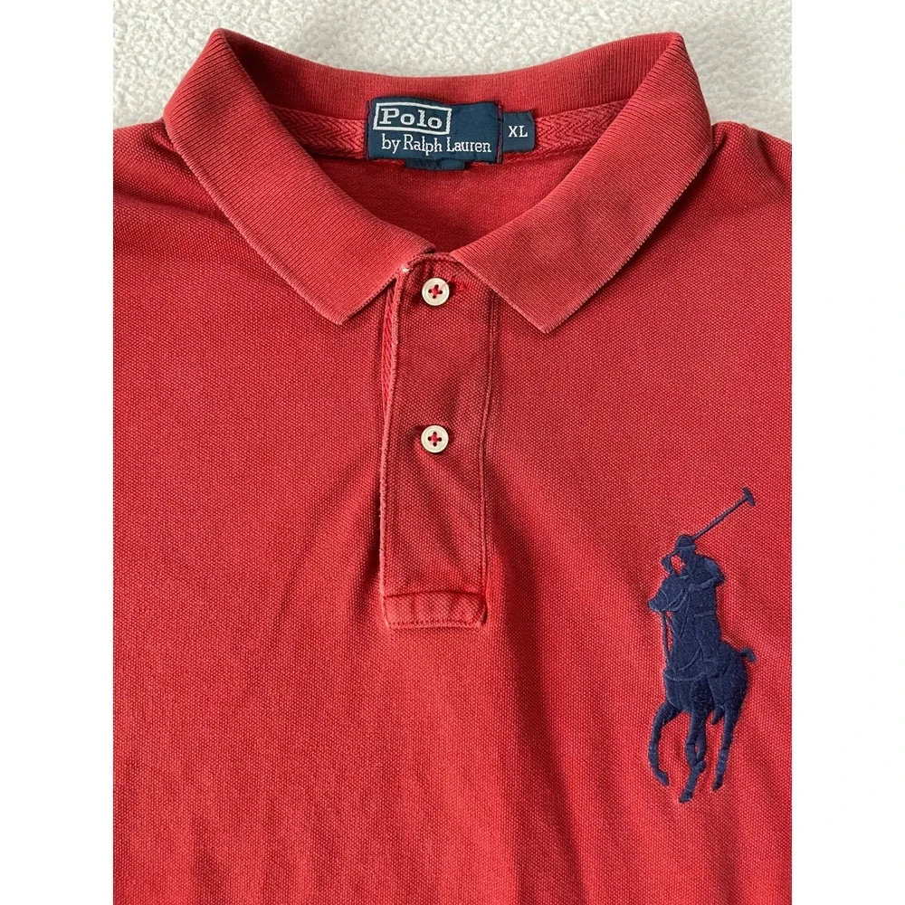 Polo Ralph Lauren Men Extra Large Polo Shirt Red Big Pony USA Flag Patch‎